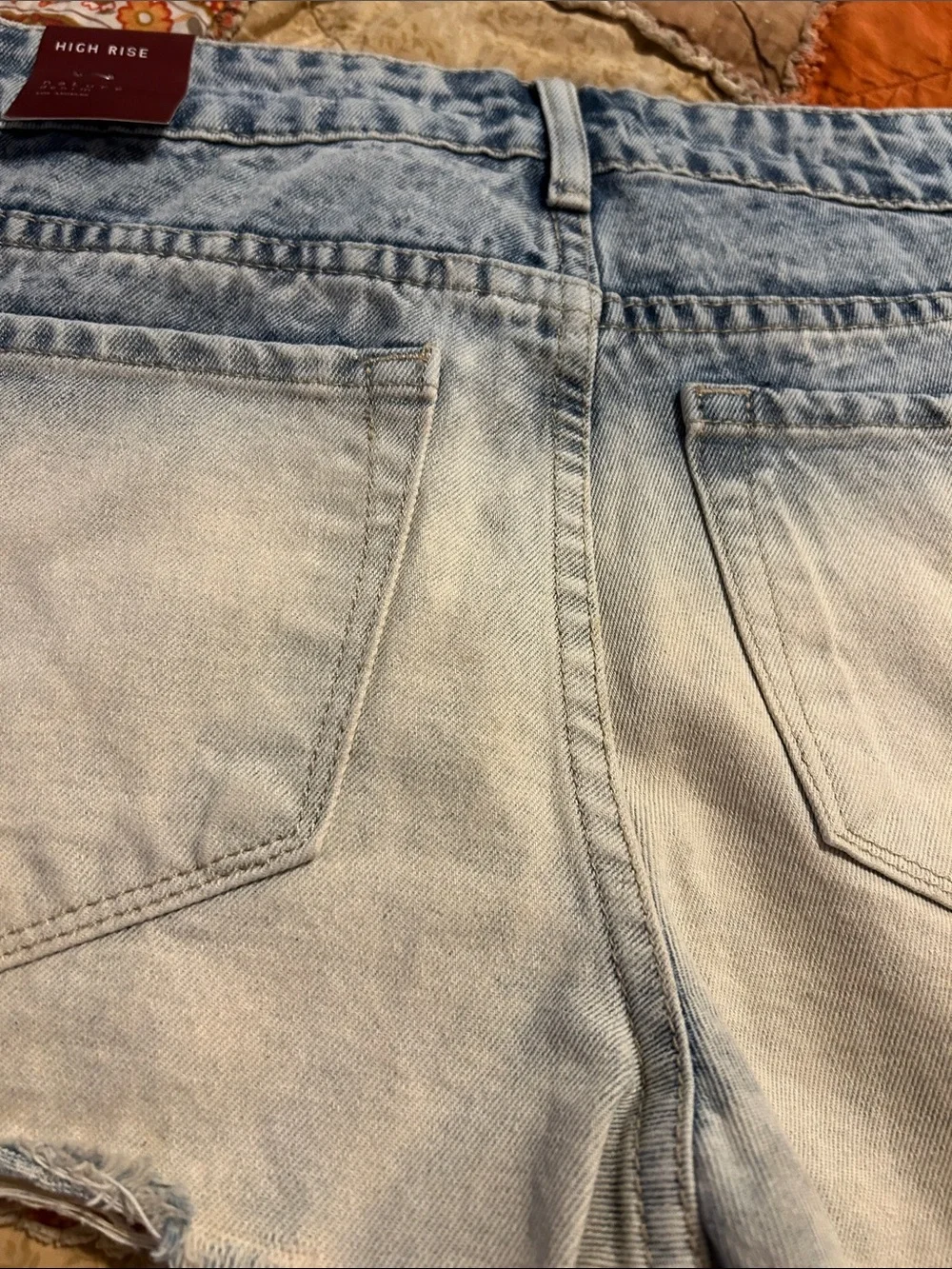 Nature Denim High-Rise Distressed Blue Ombre Denim Shorts